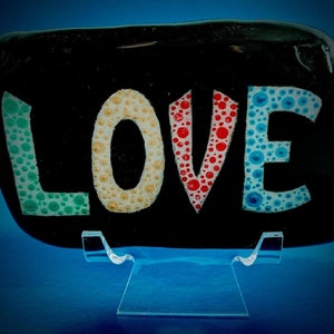 Acrylic Painted Inspirational Rock, Acrylic Rock, Love Theme Art, Painted Rock,  Valentine&#39;s Gift, Home Decor