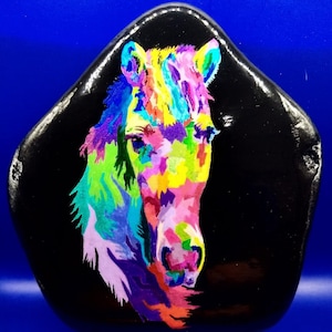 Vector Illustrated Horse, Pietra Dipinta con supporto, Pietra Acrilica, Pietra Dipinta, Regalo, Home Decor
