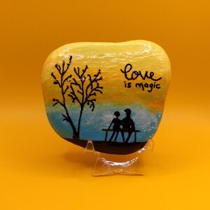 Acrylic Painted Inspirational Rock, Acrylic Rock, Love Theme Art, Painted Rock,  Valentine&#39;s Gift, Home Decor
