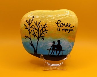 Acrylic Painted Inspirational Rock, Acrylic Rock, Love Theme Art, Painted Rock,  Valentine's Gift, Home Decor