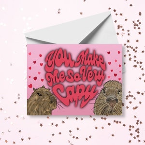 Capy heureux | Carte de Saint Valentin | Capybara