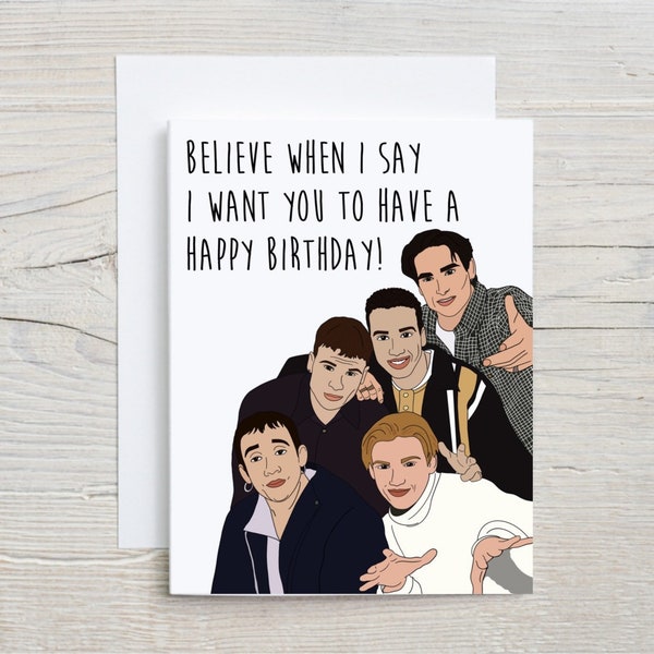 Cartão de aniversário dos Backstreet Boys | Cartão engraçado com nostalgia dos anos 90 | Cartão com meme para ele ou para ela