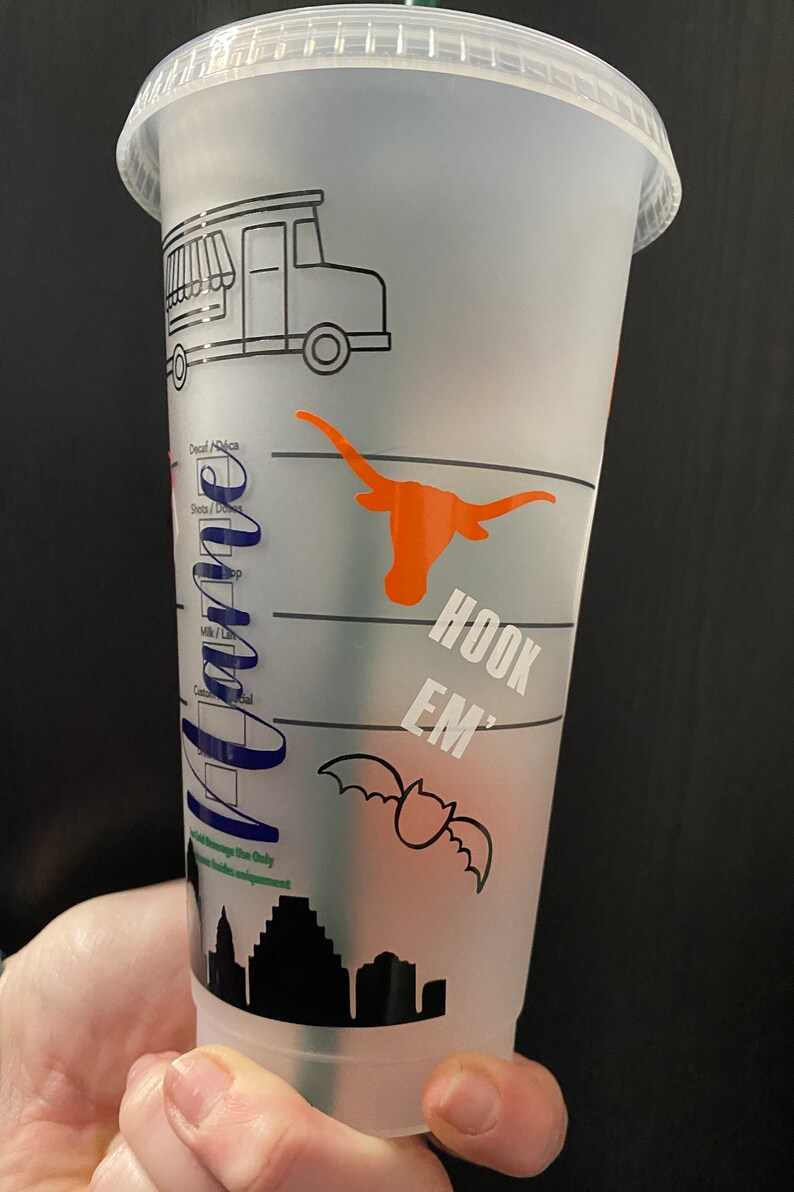 Austin Texas TX Custom Starbucks Cold Cupventi Cold Cuppersonalized
