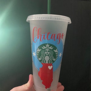 Chicago (IL) Custom Starbucks Cold Cup-Venti Cold Cup-Personalized; Chicago Cup