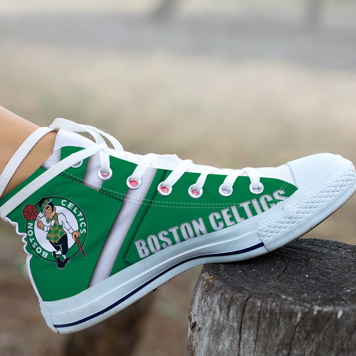 Boston Celtics Canvas Hightop Baseball Shoes Larry Bird Etsy
