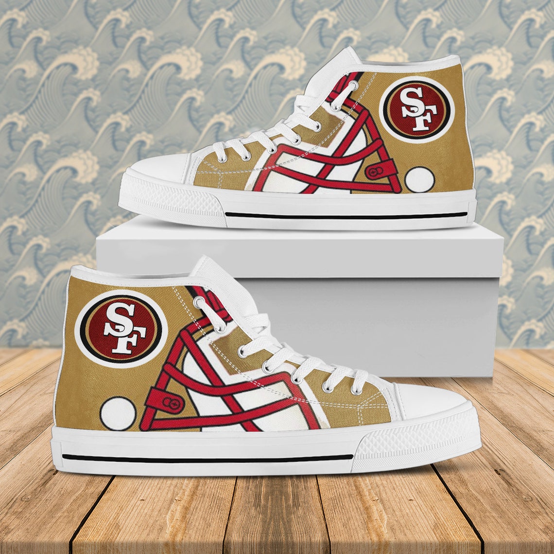 San Francisco 49ers Canvas Hightop Football Custom Shoes Etsy