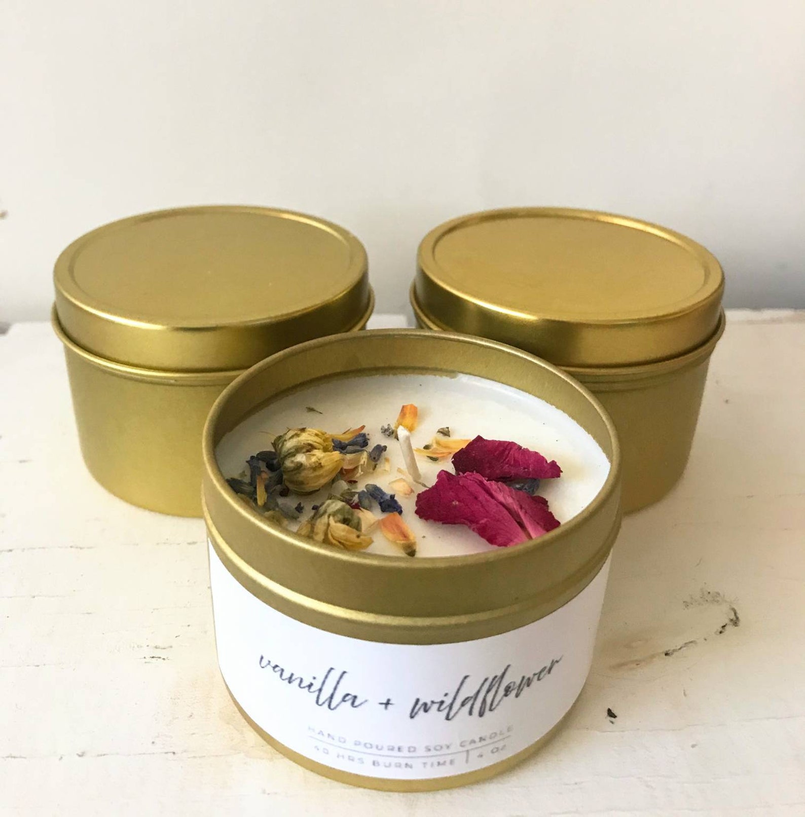 Custom Label Wholesale Batch of 6 Gold Tin Candles 4oz Etsy