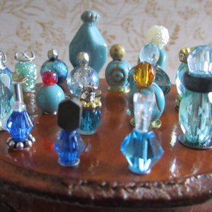 Dollhouse Miniature Perfume Bottles & Decor: Turquoise, Light blues