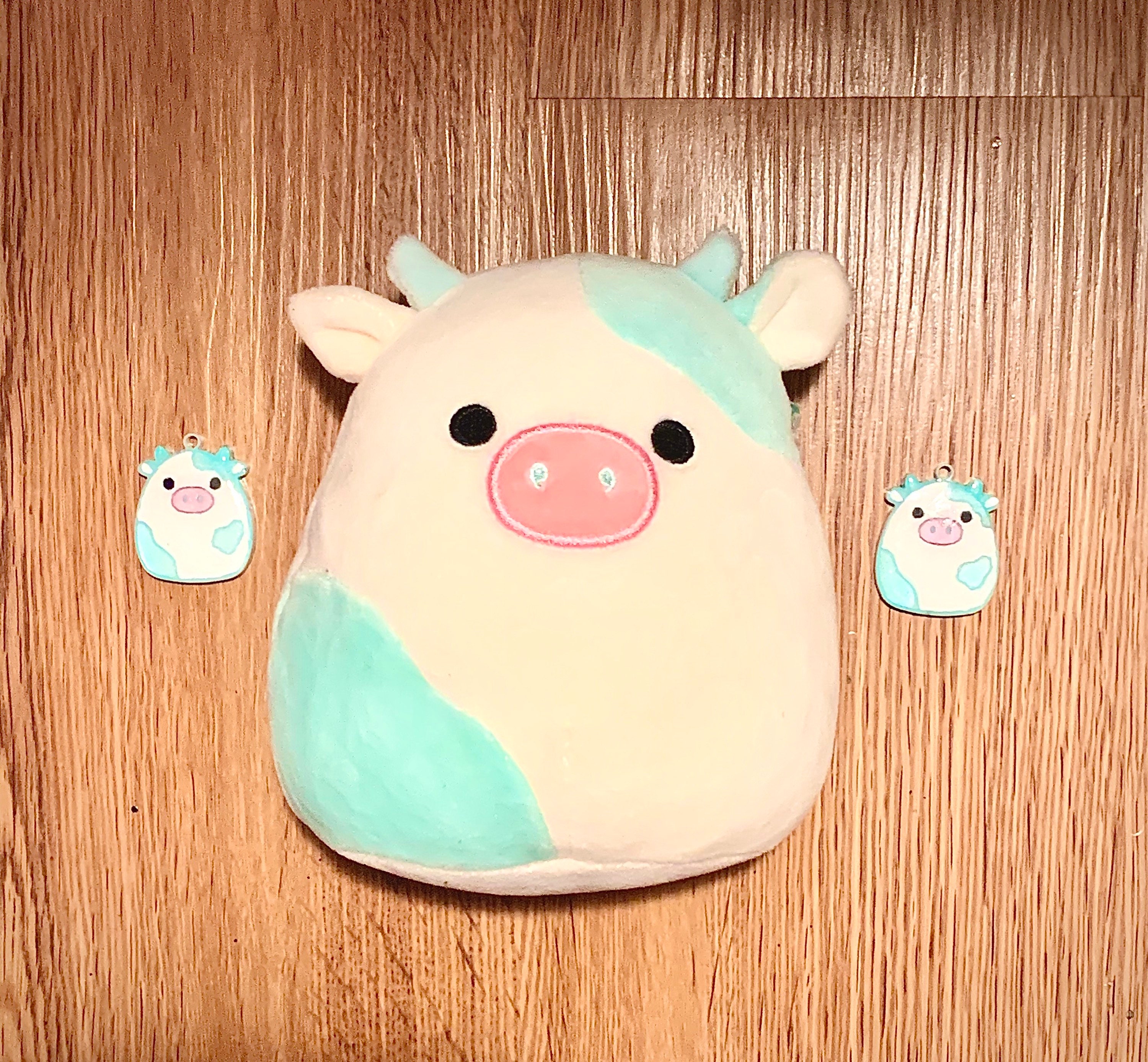 blue and white cow squishmallow