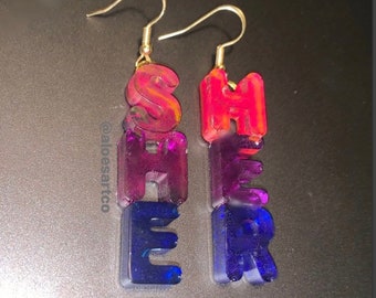 Pronoun & Pride flag earrings!!!