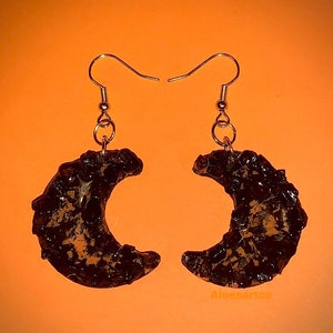 Blood Orange Marble Moon Earrings