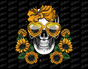 Watercolor Sunflowers with Skull Png Download
