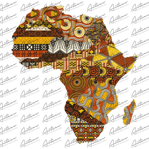 Ethnic Africa Map Png Design, Africa Map, Africa Map Sublimation, Africa Map Design, Africa Graphic, Africa Mandala, Instant Download