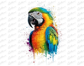 Watercolor Macaw Parrot Print: Tropical Bird Wall Art (Digital Download)