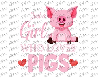 Watercolor Pig PNG: Girl Who Loves Pigs Design (Digital Download)