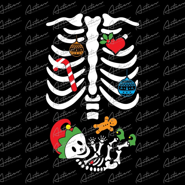 Christmas Skeleton Mom and Baby Png Download