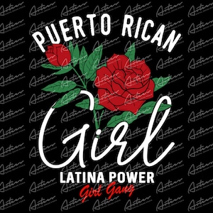 Puerto Rican Girl with Roses PNG: Latina Power (Digital Download)