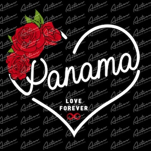 Panama Love Forever Transparent PNG - Panama Sublimation Designs - Panama Line Art - Panama Love with Heart - Latin Countries - Panamanian