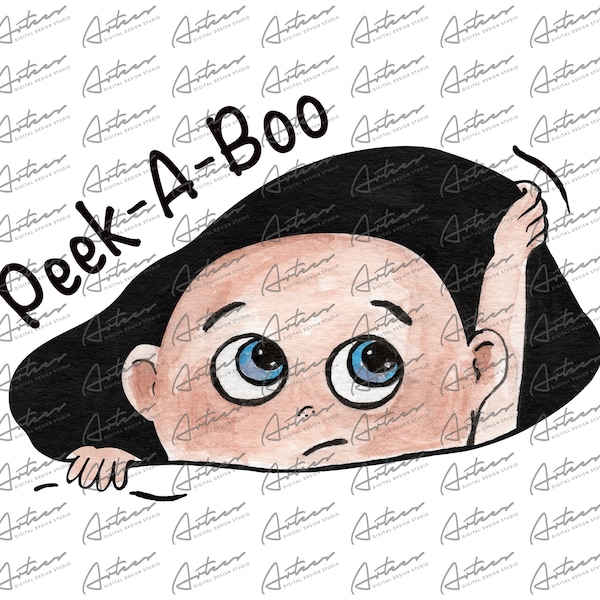 Watercolor Peek-a-Boo Png Download