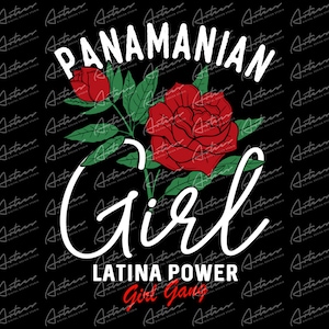 Panamanian Girl Latina Power Girl Gang Png Download, Panama Sublimation Designs, Panama Art, Panama with Rose - Latin Countries