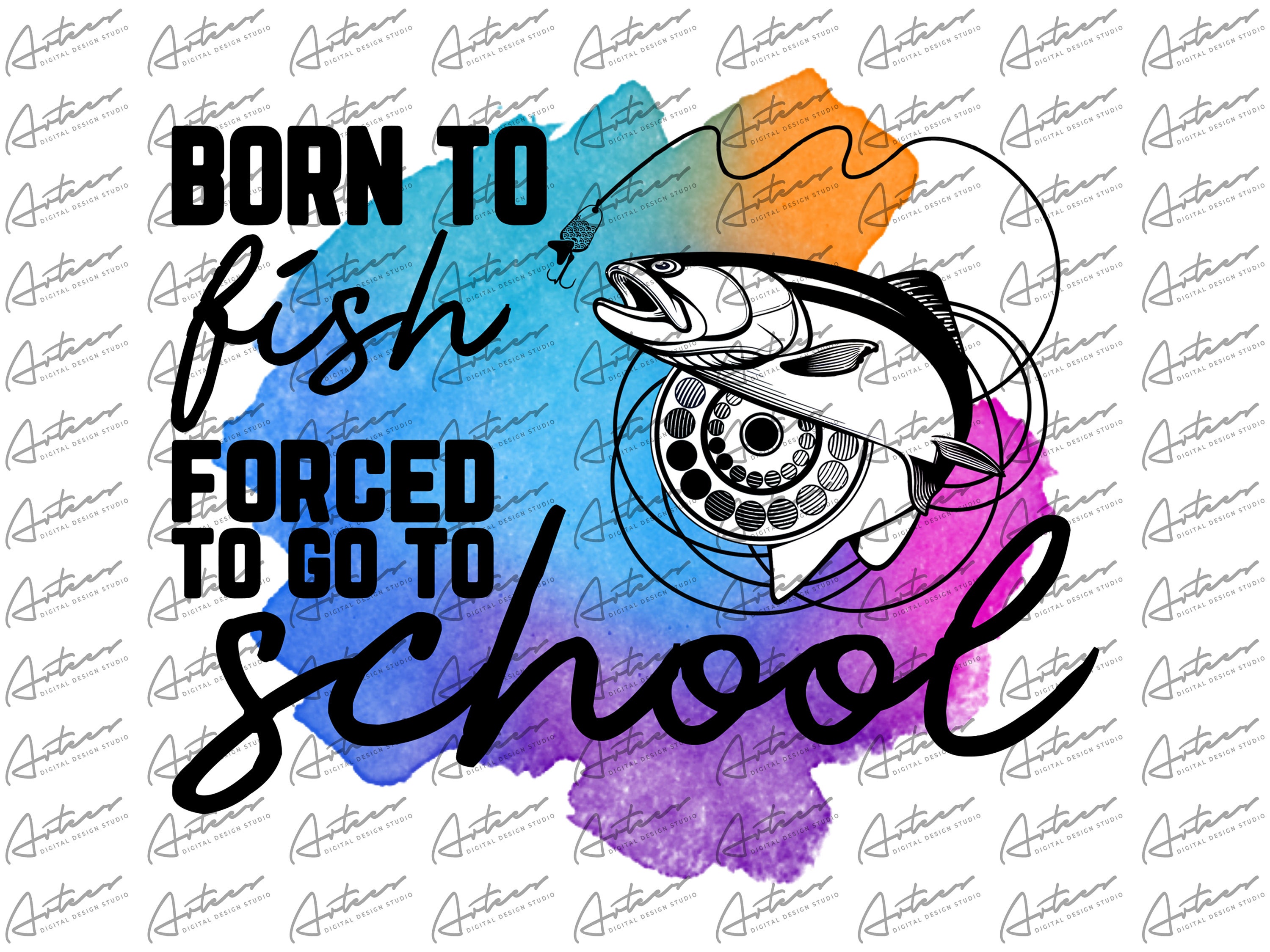 Buy Born to Fish Forced to Go to School Transparent PNG Watercolor Fishing  Sublimation Designs Watercolor Fish Art Back to School Designs Online in  India 