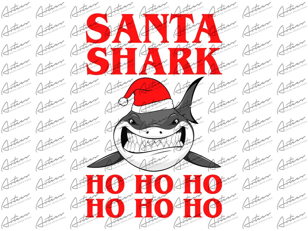 Santa Shark Png Download - Etsy