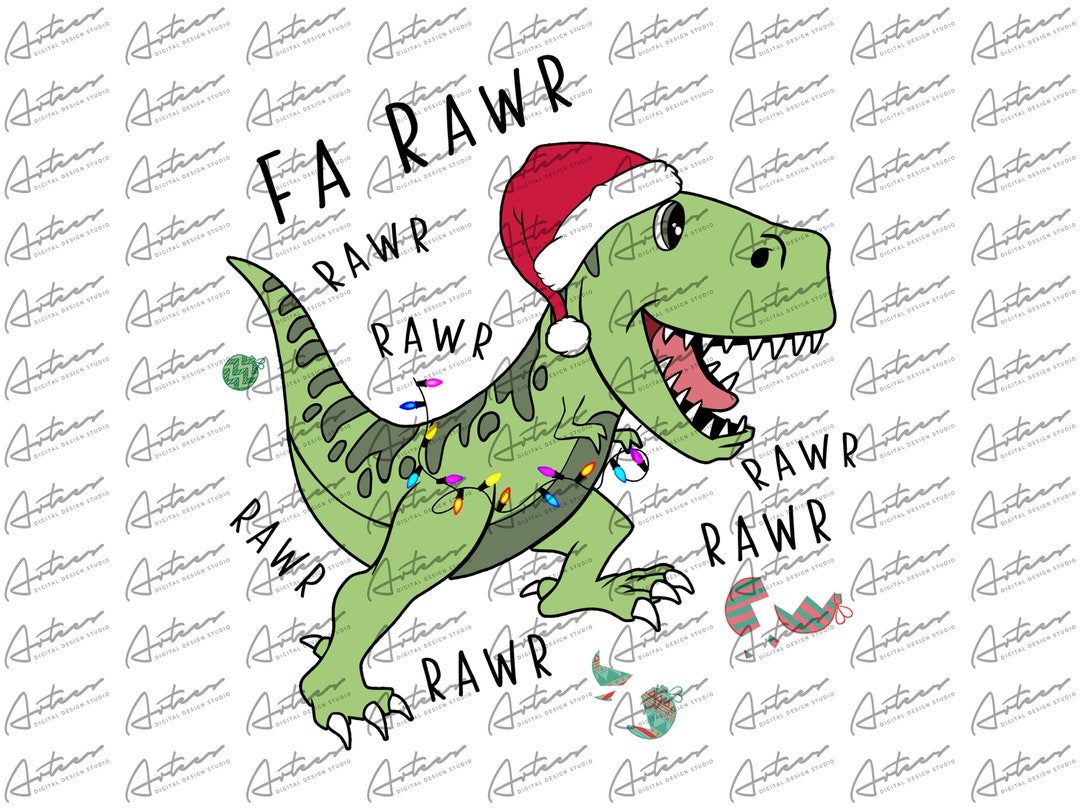 Cute Santa Dinosaur Png Download - Etsy