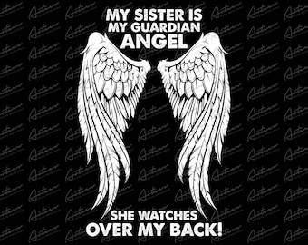 Sister Guardian Angel Wings PNG: Memorial Design (Digital Download)
