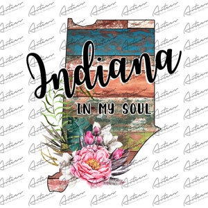 Indiana State PNG: Barn Wood & Floral Design (Digital Download)