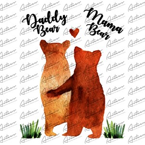 Watercolor Daddy Bear And Mama Bear Png Download