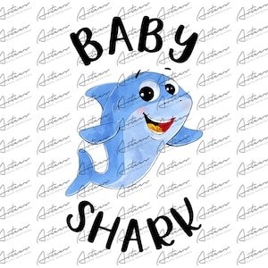 Watercolor Shark Family Matching Baby Shark Png Download