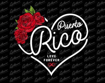 Puerto Rico Love Heart with Roses (Digital Download)