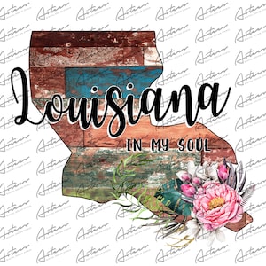 Louisiana Barn Wood State Karte: Blumen PNG (Digitaler Download)
