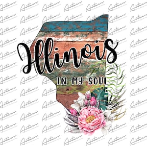 L'Illinois dans mon âme PNG Transparent - Sublimation Illinois - Bois de grange coloré de l'Illinois - État de l'Illinois - Illinois Sublimation Graphics
