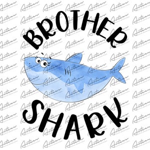 Watercolor Shark Family Matching Brother Shark Png Download