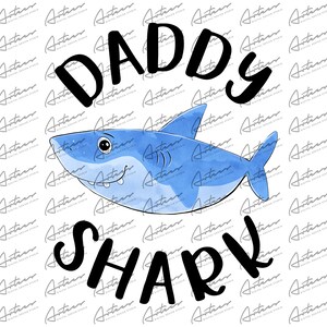 Familia de tiburones de acuarela a juego con papá tiburón PNG Descargar