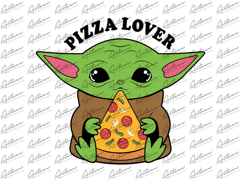 Baby Yoda Pizza Lover Png Download Baby Yoda Designs Baby - Etsy