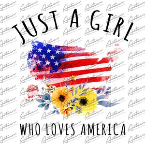 Nur ein Mädchen, das Amerika Png Design liebt, liebt Amerika Png, Blumen Amerika Karte Png, Aquarell Amerika, Amerika-Liebhaber, Amerika Sublimation