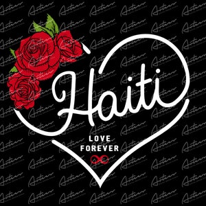Haiti Love Forever Transparent PNG - Haiti Sublimation Designs - Haiti Line Art - Haiti Love with Heart - Latin Countries - Haitian