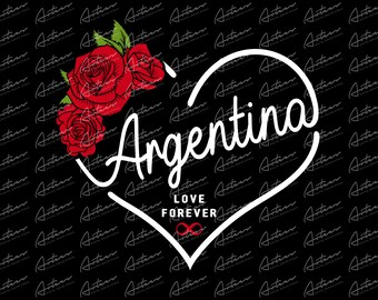 Argentina Love Heart PNG: Floral Line Art (Digital Download)