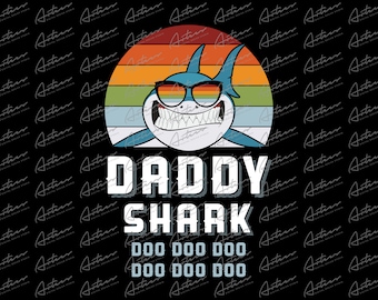 Retro Daddy Shark Png Download