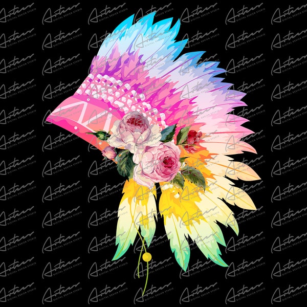 Coiffe florale arc-en-ciel Png Download