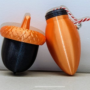 Acorn and Holiday Light Stash Jars for Geocaching, Gifts, Surprises, Ornaments