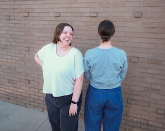 Woven T-Shirt Sewing Pattern | Bertie Shirtie PDF | Drop Shoulder Top | Adventurous Beginner | 22 Sizes | Print at Home, A0 & Projector