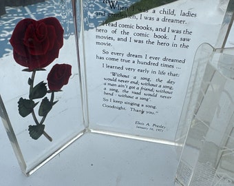 1990s Elvis Mug and hand crafted picture frame with a beautiful rose and Elvis phrase
