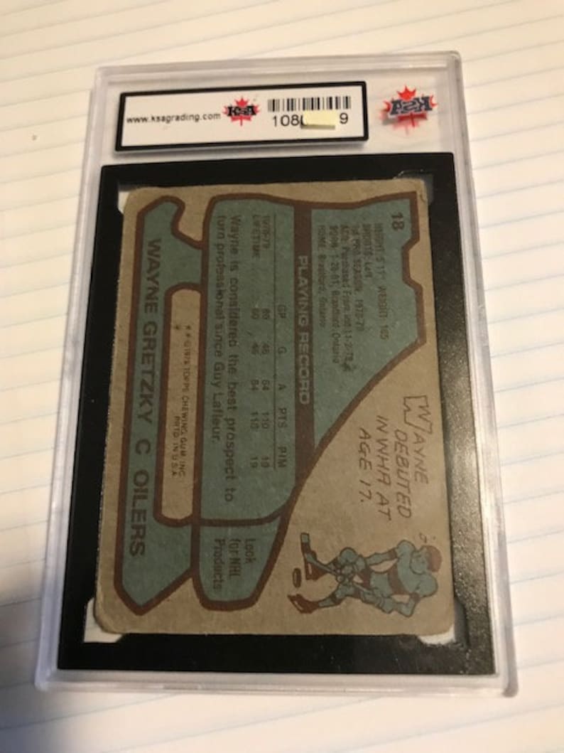 Wayne Gretzky Topps Rookie Graded 1 by KSA Guaranteed Now 50% off for