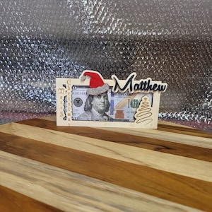 Christmas Money Holder, Wooden gift, Laser Engraved Money Holder, Personalized, Gift Card