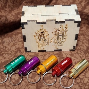 Oil Vial Keychain, Anodized Aluminum, Custom Laser Engraving, Engraved, LDS