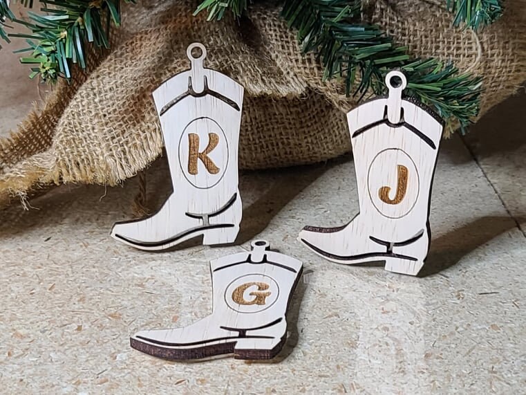 Personalized Sheepskin Boots Christmas Ornament