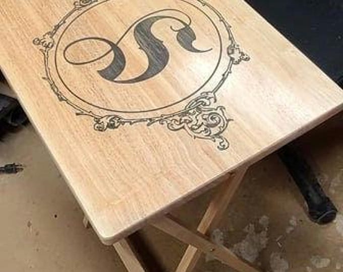 TV Tray with Monogram Initial, Flower, Celtic Design, Elk Scene, solid wood, Television Trays, Custom Laser Engraved TV Tray